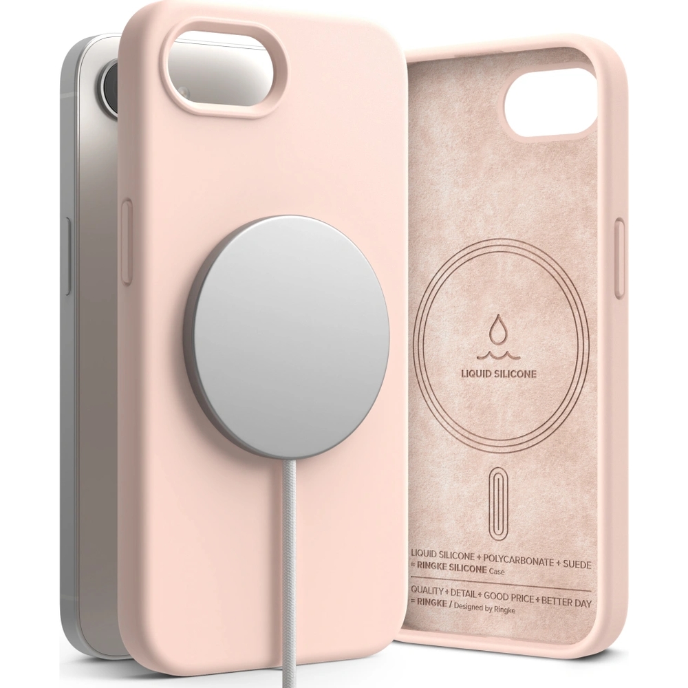 Etui Ringke Silicone Magnetic do Apple iPhone 16e, różowe